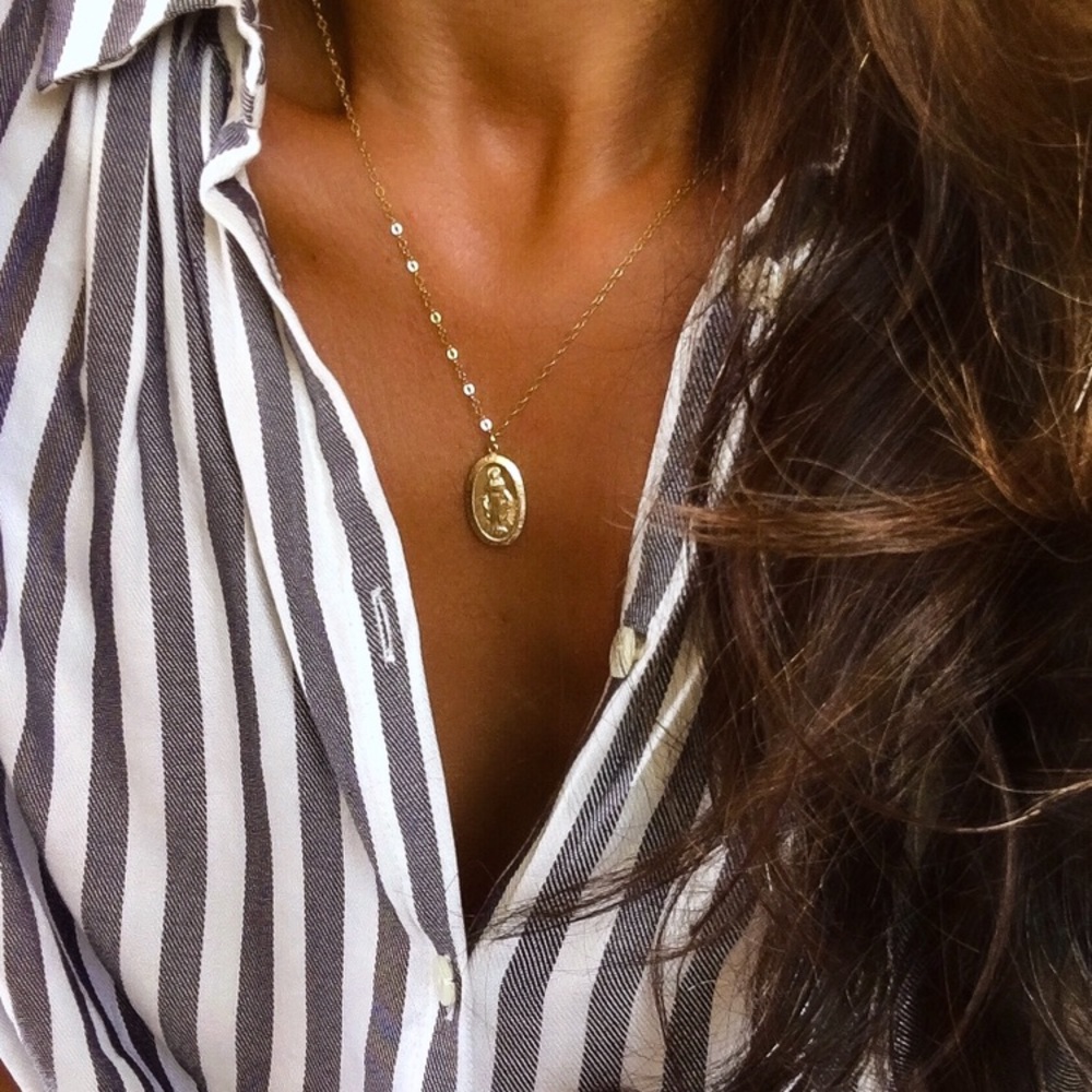 Gold Filled Miraculous Mary Necklace